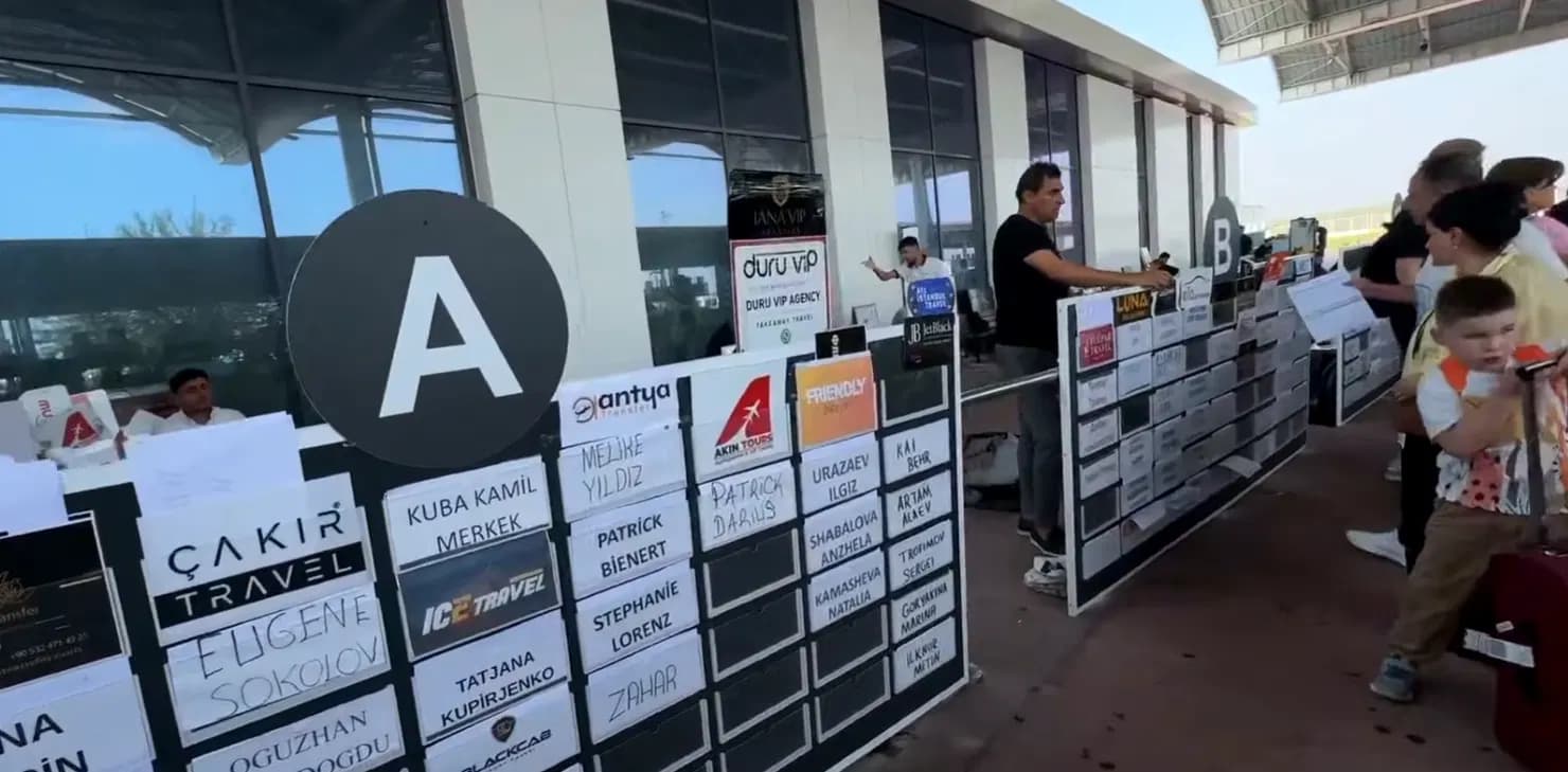 Example transfer reception area and counter letter A at Antalya airport